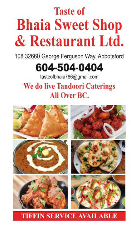 Taste of Bhaia Sweet Shop & Restaurant - Best Indian Restaurant in Abbotsford Canada
